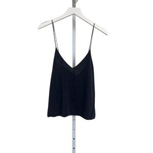 T By Alexander Wang Black Wool Blend Spaghetti Strap Tank Top